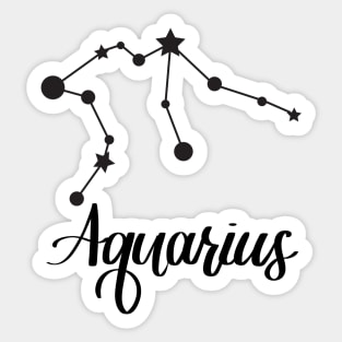 Aquarius Zodiac Constellation in Black Sticker